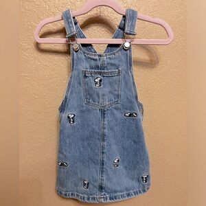 Zara peanuts snoopy denim overall 3-4 T